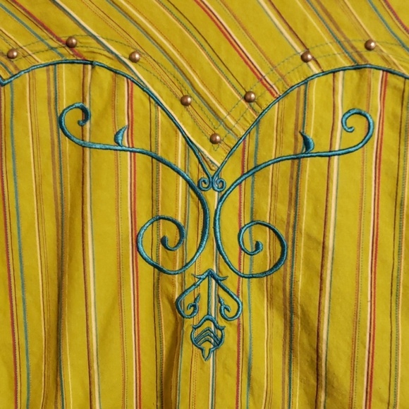 Wrangler Green striped embroidery western top - Picture 4 of 8